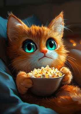 Cute Cat Watching Movie