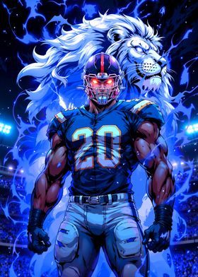 Football Player with Blue Lion