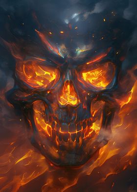 Fiery Skull Hell with Fire and Flames