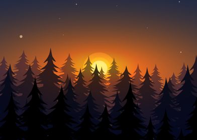 Sunset Forest Silhouette