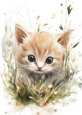 Cute Kitten in Grass