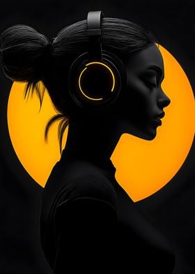 Silhouette with Headphones