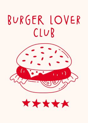 Burger Lover Club, Kitchen decor, Kitchen wall art