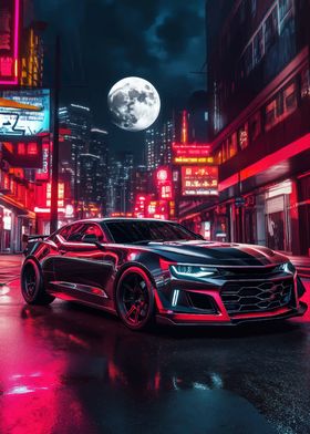 Black Camaro in Neon City