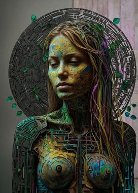 Cybernetic Woman with Nature