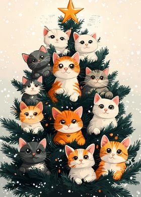 Cats on Christmas Tree