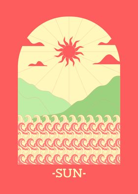 Sun and Waves Illustration