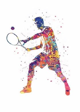 Tennis Player Watercolor