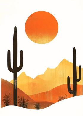 Minimalist Desert Sunset Landscape