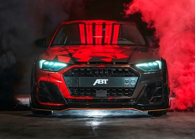 Red and Black Audi with Sm