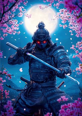 Samurai Warrior in Moonlight