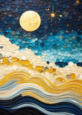 Moonlit Waves Abstract Art