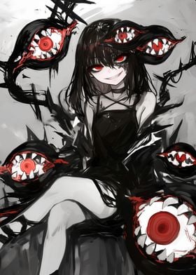 Dark Anime Girl with Eyes