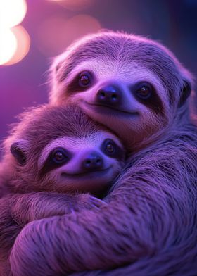 Two Sloths Hugging