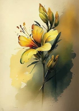 Watercolor Yellow Flower