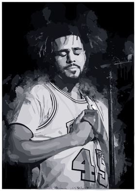 J. Cole Black and White Portrait