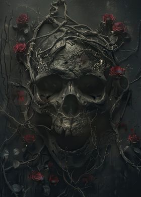 Skull and Roses Creepy Head