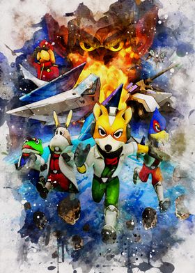 Star Fox Watercolor Art