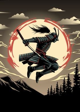 Samurai Warrior in Flight