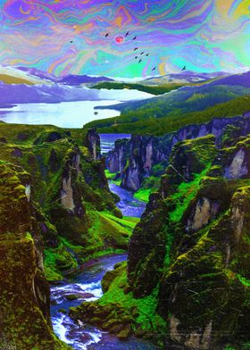 Psychedelic Canyon Landscape