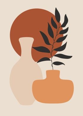 Abstract Vase and Plant