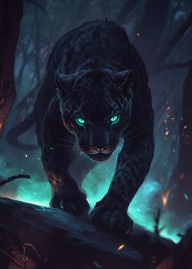 Black Panther with Glowing Eyes