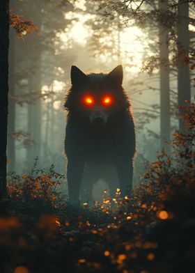 Wolf with Glowing Eyes