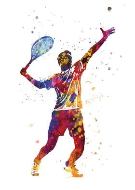 Tennis Player Watercolor Art