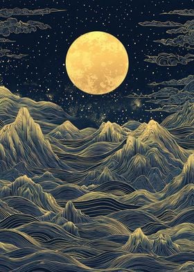 Golden Moon Landscape