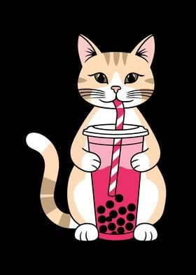 Cat Drinking Boba Tea