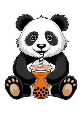 Cute Panda with Boba Tea