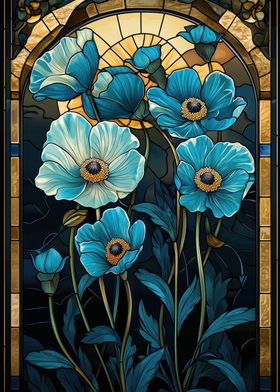 Stained Glass Poppies