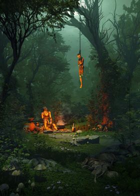 Forest Ritual Scene