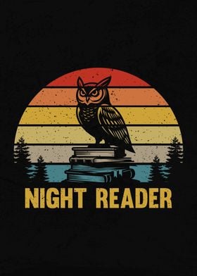 Night Reader Vintage Owl Book Nerd