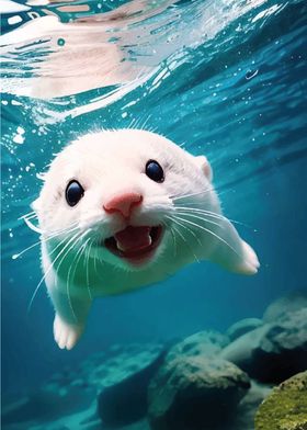 Smiling Otter Underwater