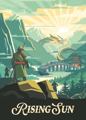 Rising Sun Board Game Inspired Illustration Poster