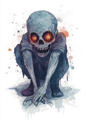 Creepy Watercolor Zombie Child