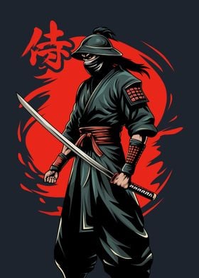 Samurai Warrior Illustration