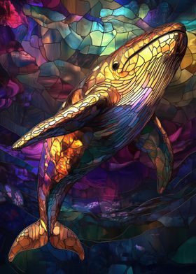 Stained Glass Whale