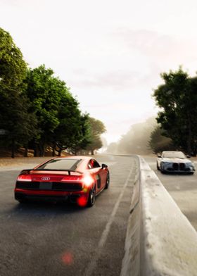 Red Audi R8 on Track