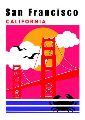 San Francisco Mid Century Modern Collage Travel Poster