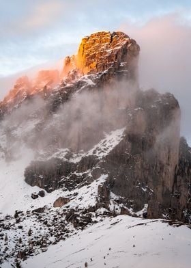 Mountain Peak in Clouds