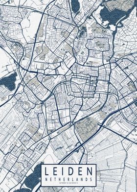 Leiden City Map Netherlands Coastal