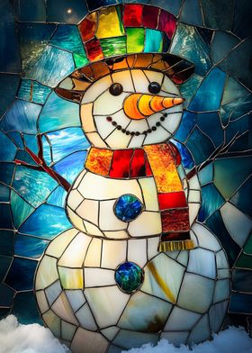 Stained Glass Snowman