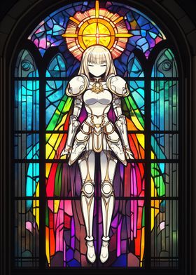 Stained Glass Anime Knight