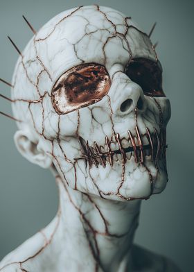 Stitched Face Sculpture