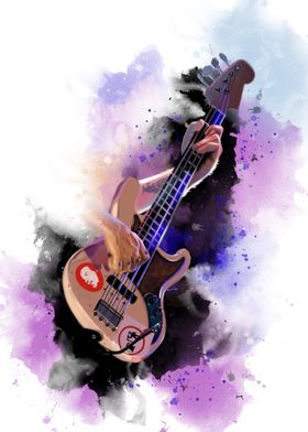 Bass Guitar Watercolor