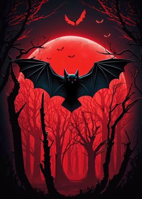 Bat in Red Forest