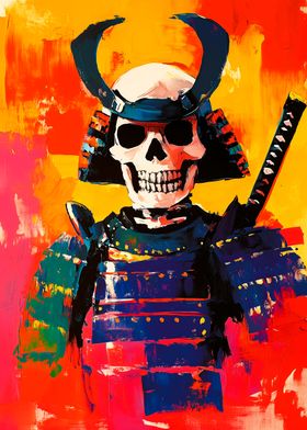 Happy Samurai Skull Painting