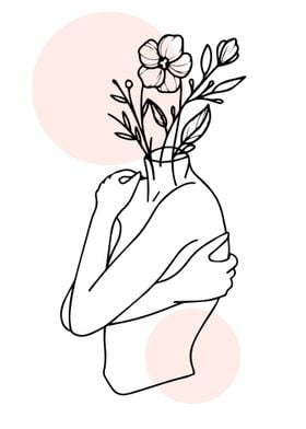 Floral Line Art Woman